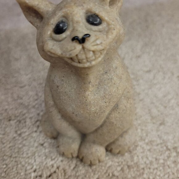 Handcrafted Sad Cat Figurine Stone Cute & Quirky Vintage Quarry Critters Chico - Picture 2 of 14